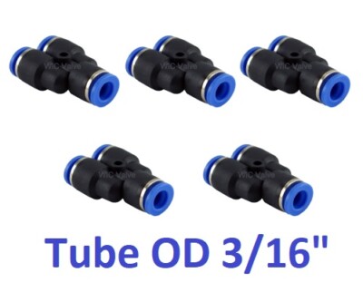 Y Union Connector Tube OD 3/16'' One Touch Pneumatic Push In Fitting 5 Pieces