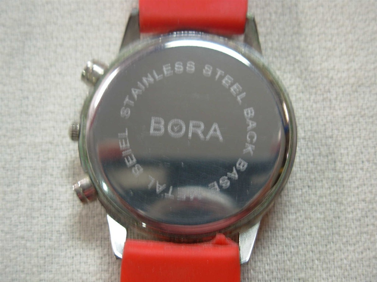 BORA RED WATCH with SILICONE RUBBER BAND ~ SPARKLY CRYSTAL  display picture 1