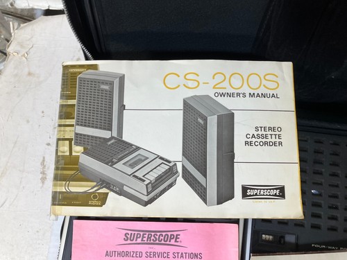 Superscope CS-200 Portable Stereo Cassette Recorder S-2 Speakers & Case READ - Imagen 6 de 16
