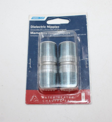 2 Pack CAMCO Water Heater Dielectric Nipple 3/4  Male NPT X 3/4  Male NPT NEW