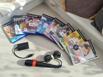 Playstation 2/PS2 Singstar Bundle mit Mikrofon, USB Adapter und 8 Spielen!