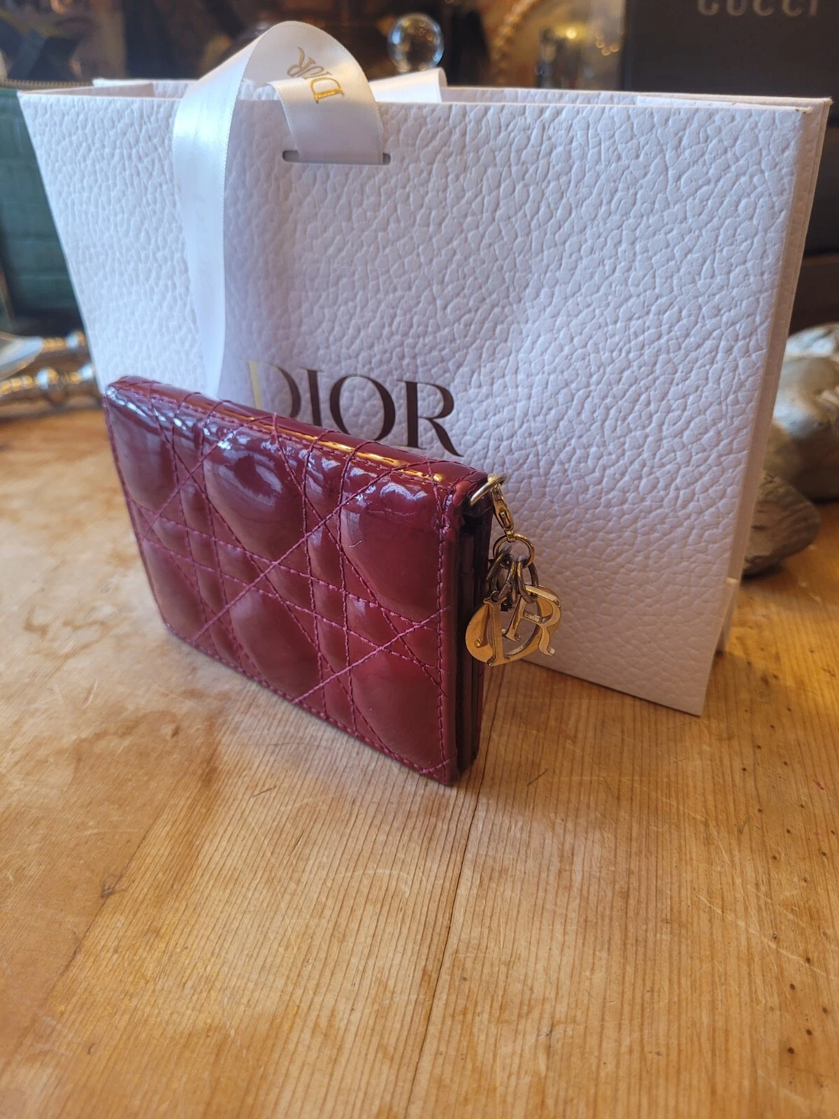 Portefeuille Mini Dior Gardenia rouge breveté