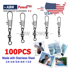100x Fish Fishing Barrel Swivel with Interlock Snaps High Strength Safety Tackle