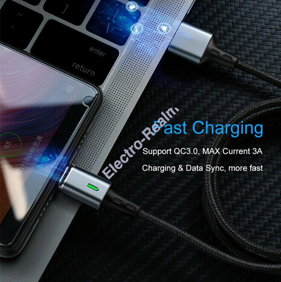 Magnetic USB C Cable/Micro/Phone Fast Charging Charger Data iPhone 15 Pro Max - image 4 of 4