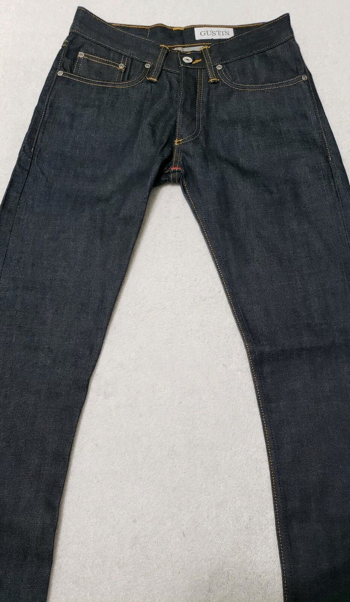 Gustin Mens 29x33 Slim Fit Raw Denim Jeans RN 116699 Made in