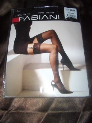 Fabiani Virginia edle Glanz Nylons Straps Strümpfe Gr. 38-39 schwarz 12 den BAS