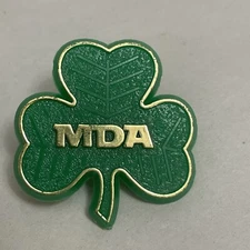 MDA Shamrock Green Clover Plastic Lapel Pin