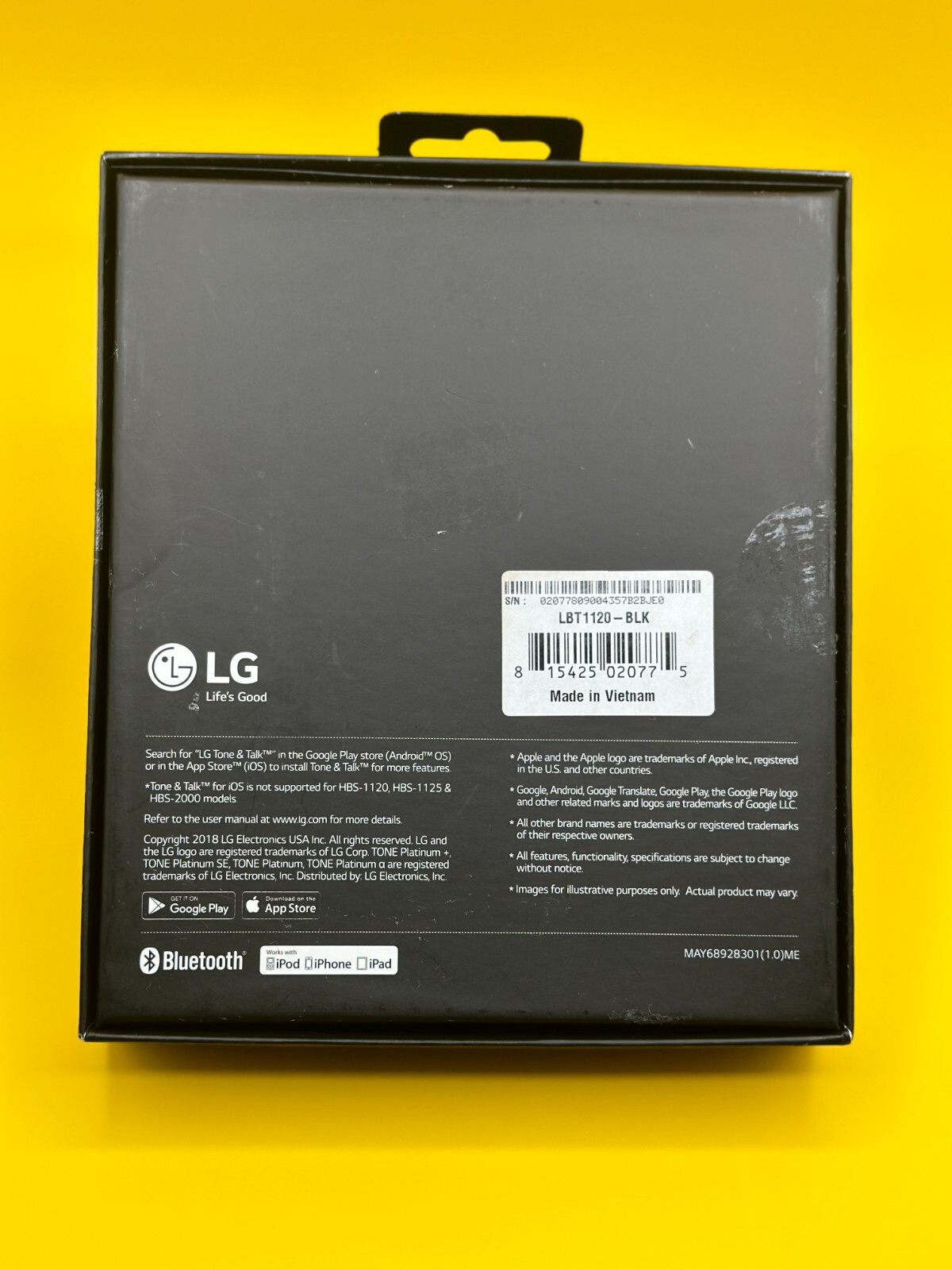 LG HBS-1120 Neckband Headset - Black NEW OPEN BOX