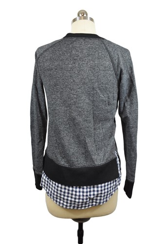 Mossimo Target Womens Top Shirt XS Black Quilted Checkered Long Sleeve Crewneck - Picture 4 of 5