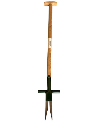 SattesGrün Ampferstecher Unkrautstecher aus Stahl mit Holzstiel und T-Griff 95cm