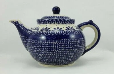 Bunzlauer Keramik Teekanne, Kanne für 1,3Liter Tee, blau/weiß (C017-WA) - Bild 1 von 4