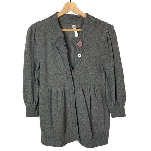 Aqua Y2K Gray Knit Babydoll Button Down Cardigan Sweater XS - 第 1/5 張圖片