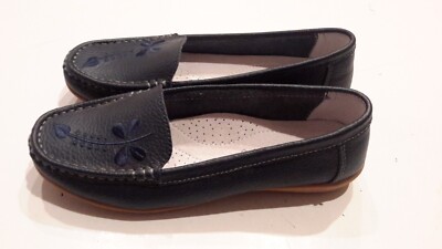 Zenden Comfort Women EU38 Genuine Leather Blue Loafers Moccasins Floral Accent