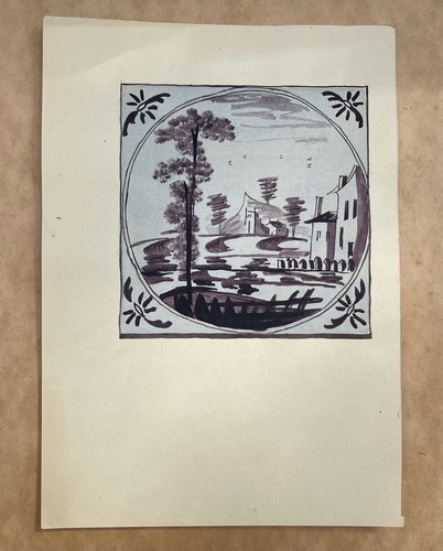 Feature Wall Decor x11 19c Figural Ink and Wash Delft Tile Illustrations - Picture 8 of 12