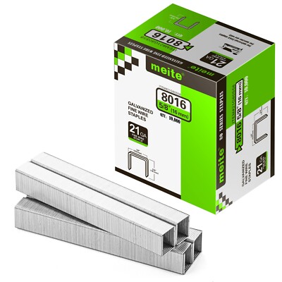 10,000 Counts meite 21 Gauge Upholstery Staples 1/2'' Crown Galvanized 5/8'' Leg