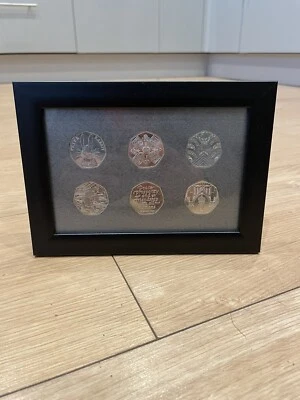 50p Display Frame Case Rare Collectable Coins 6 Fifty Pence Collection Coin