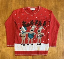 Tiara International Christmas Collection Sweater Medium Bells Reindeer