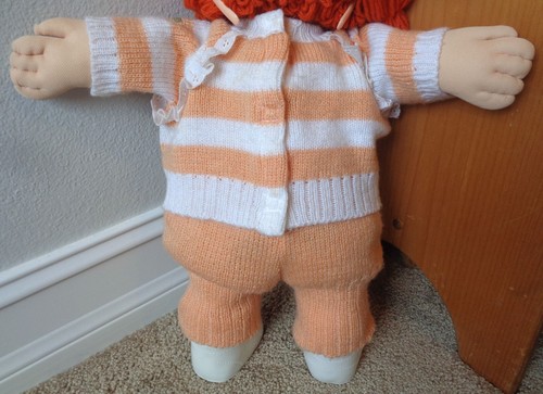 1986 CABBAGE PATCH KIDS GIRL SINGLE RED POODLE PONY GREEN EYES DIMPLES KNIT HM11 - Picture 11 of 16
