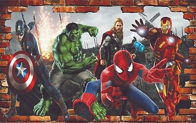 Marvel Superheroes Avengers Wall Decal Spider-man Captain America Iron Man  Hulk