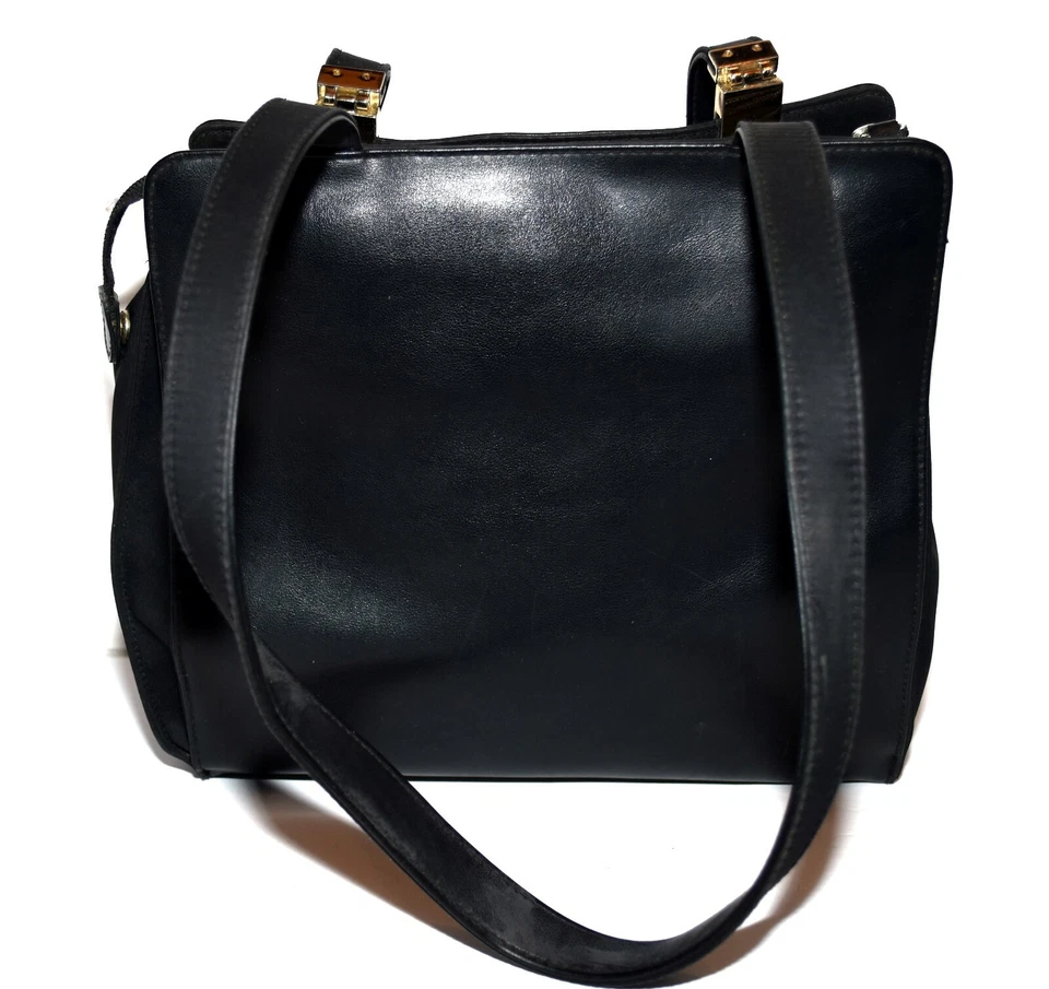 Liz Clairborne Black Faux Leather Multi Pocket 2 Straps 3 Sectional Shoulder Bag - Image 3 of 4