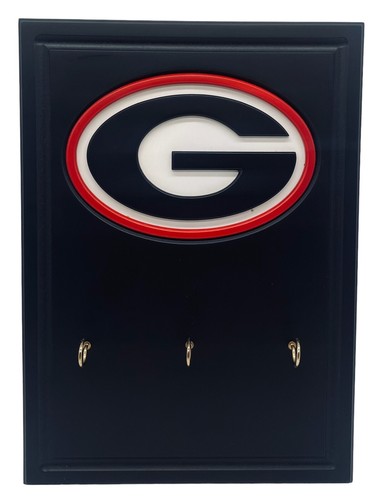 Georgia Bulldogs Wood Wall Plaque/Key Holder with Brass Hooks-New - 第 1/3 張圖片