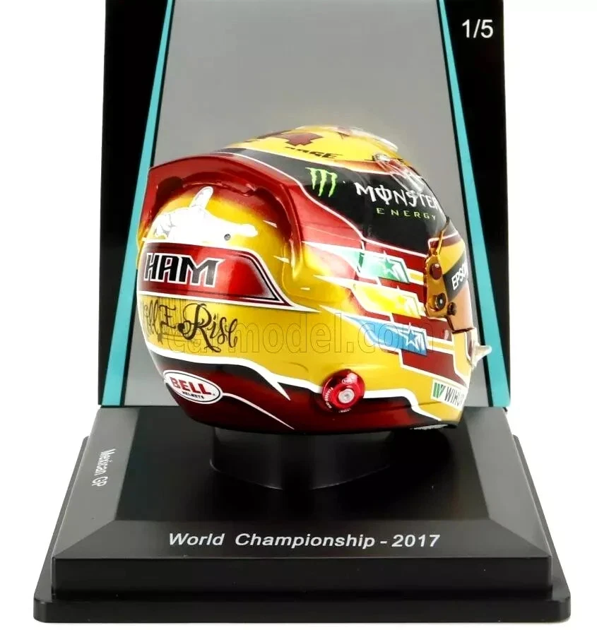 SPARK 1/5 F1 RACING HELMET LEWIS HAMILTON MERCEDES #44 MEXICAN GP 2017 5HF171 - Image 2 of 4