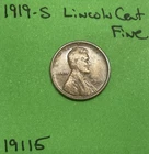 1919 S Lincoln Wheat Cent / Penny 1c  Fine