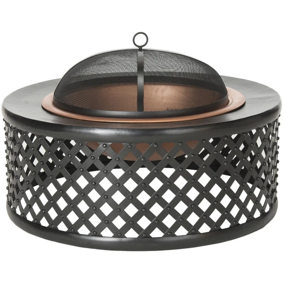 Pozo de fuego de cobre Safavieh pozo de fuego al aire libre con rejilla pantalla de chispas póker NUEVO Foto 4 de 4