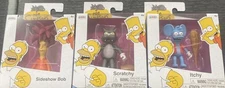 The Simpsons 2.5" Itchy w/ Club, Scratchy w/ Mallet & Sideshow Bob Hakka Figures