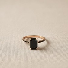 1.50 CT Black Onyx Engagement Ring 14k Yellow Gold Ring Radiant Minimalist Ring