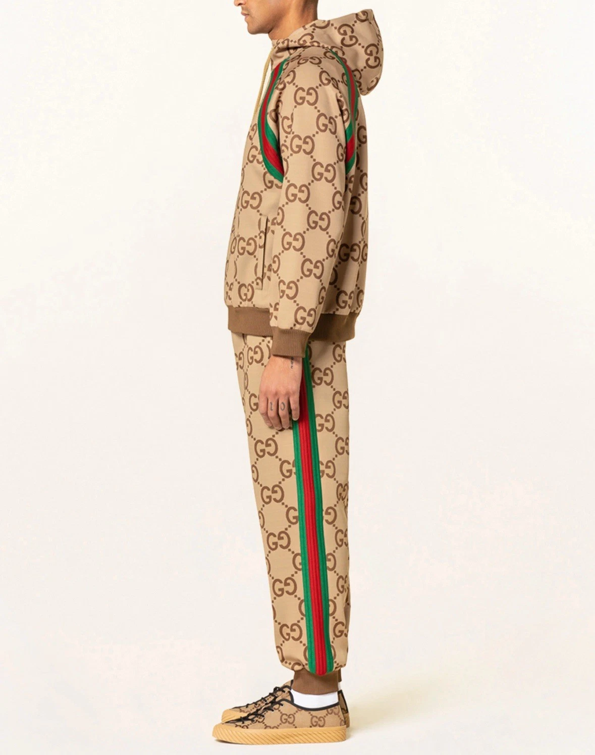 GUCCI Giacca GG Supreme Bomber con Cappuccio Taglia Large Autentica Zip Up Uomo