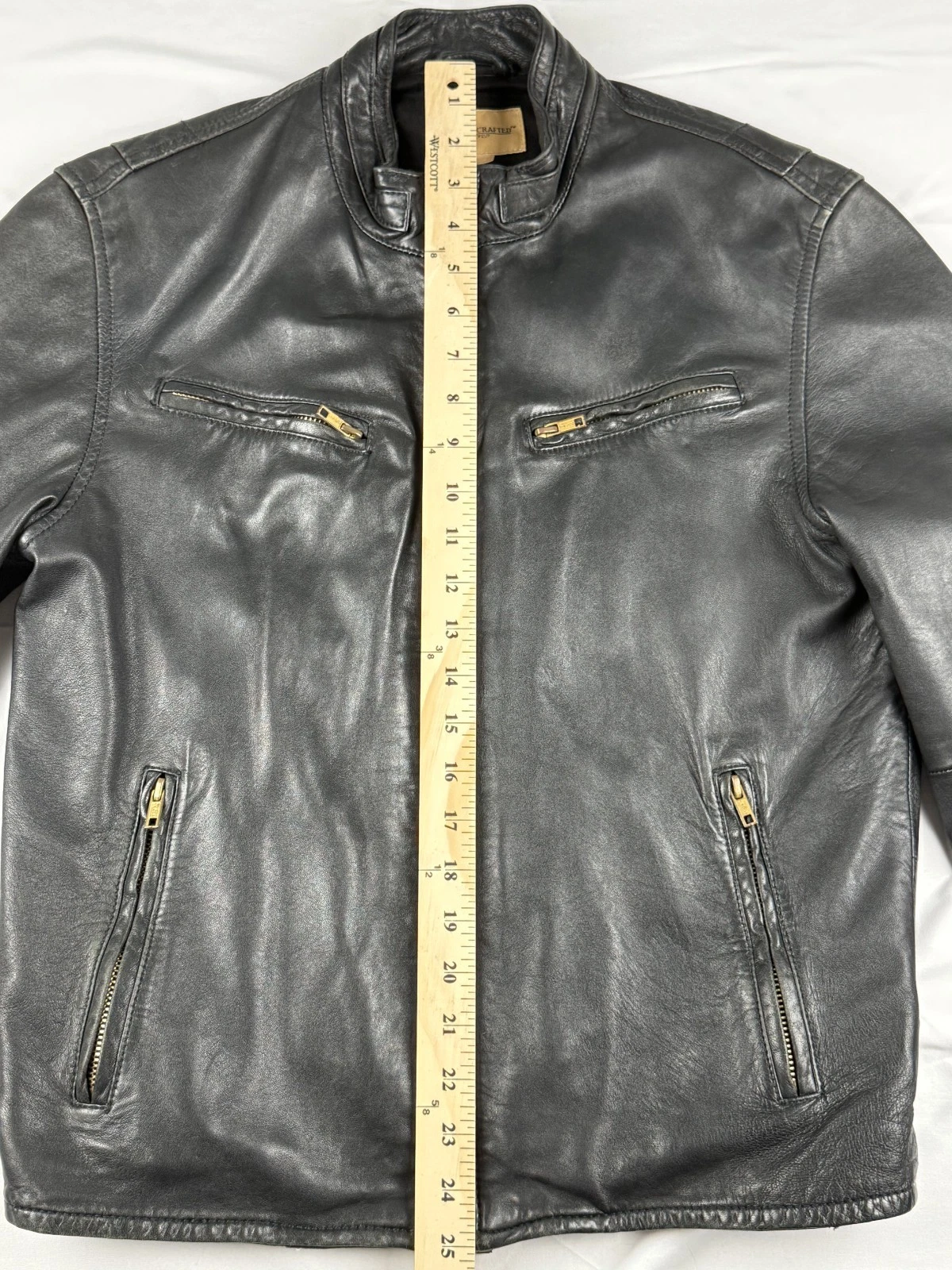 Levis Made and Crafted Black Sheepskin Leather Moto Jacket-Made in Italy Sml/Med - product detail image 9
