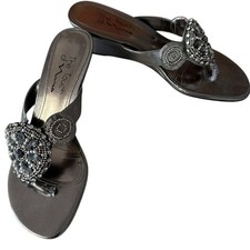 Women's Silver with incredible bling Embellished wedge Sandals by Nina size 8
