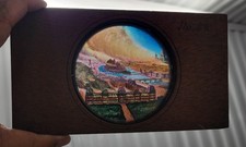 #86 1890s Magic Lantern Paris On Fire Scene Wood & Glass Slide