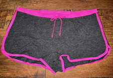Victoria's Secret Pink Dorm Cotton Boyshort Panties Charcoal Gray Pink Fire XXL