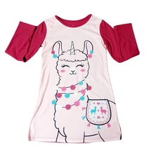 girl's christmas uncorn liama nightgown size 6-6x