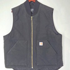 Carhartt Quilted Lined Duck Vest XL Black Relaxed Fit 0V0001-M Workwear Nice