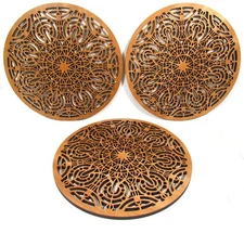 LOT 3 FRANK LLOYD WRIGHT CARVED WOOD ROUND WALL MEDALLIONS HANGINGS Francis Apts