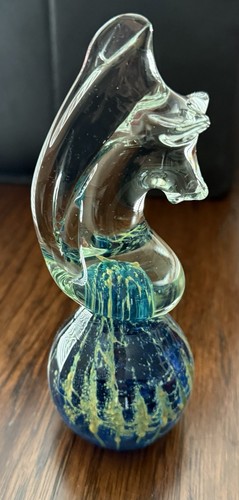 Mdina Signed Maltese Art Glass Sea Horse Paperweight Chess Collectible 6” x 2” - Picture 12 of 12