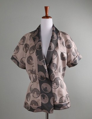 BCBG MAX AZRIA $398 Cuffed 100% Silk Lined Open Front Jacket Top Size Medium