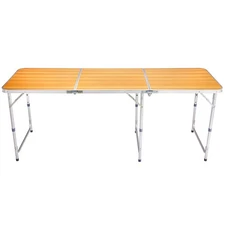 6-Ft Wood-Grain Folding Table Aluminum Alloy, Portable Both Indoors And Outdoors