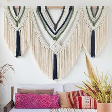 Large Macrame Wall Hanging Boho Wall Decor 47" W x 35" L Handmade Craftmanshi...