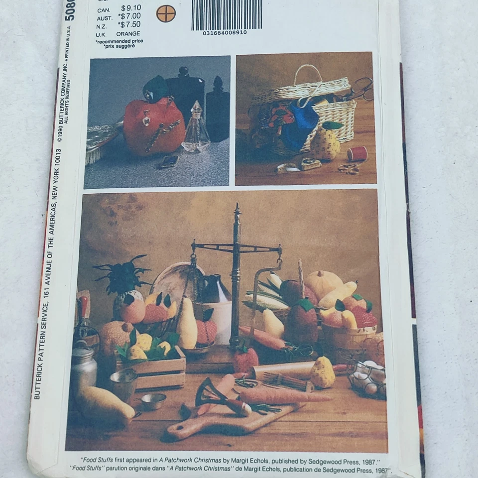 Butterick 5086 Food Stuffs Fruit Vegetables Sewing Pattern - Image 2 of 3