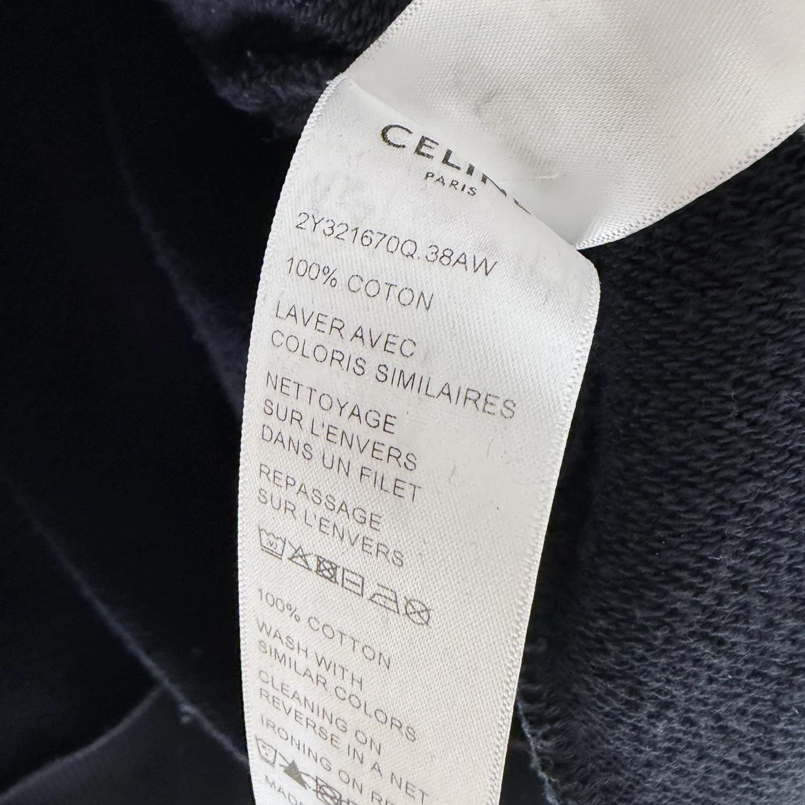 Felpa con cappuccio Celine XL logo cotone nero 133607048