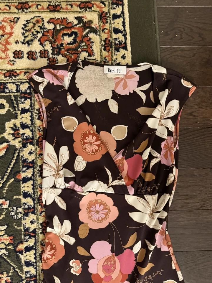 80年代90年代复古花卉超长连衣裙 — 第 2/4 张图片