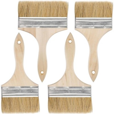 Malerpinsel Set 4 Stück Lasurpinsel Flachpinsel Lackierpinsel Holzgriff