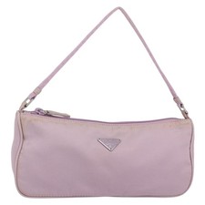 PRADA Accessory Pouch Nylon Pink Silver Auth ki6145