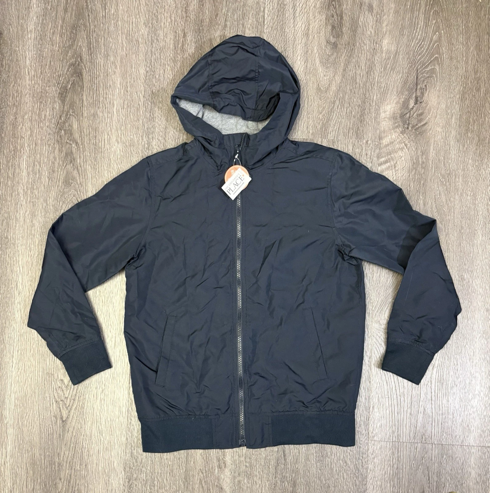 NWT The Children's Place Navy Lined Windbreaker Rain Jacket Boy's Large 10/12