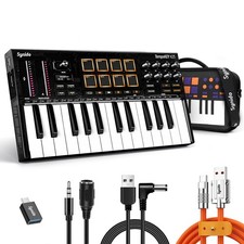 25 Key USB MIDI Keyboard Controller with 8 Drum Pads, Professional Mini Midi ...