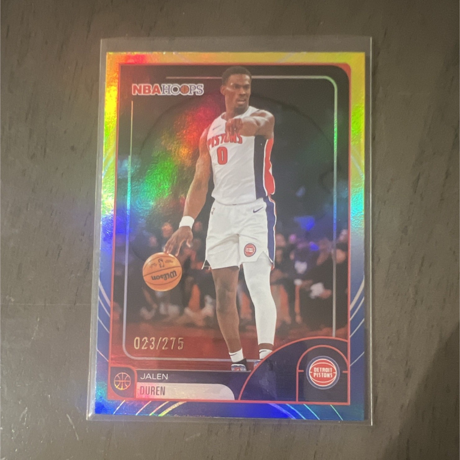 2025-26 Topps NBA Hoops Jalen Duren Pistons #99 Rainbow Blue and Yellow /275